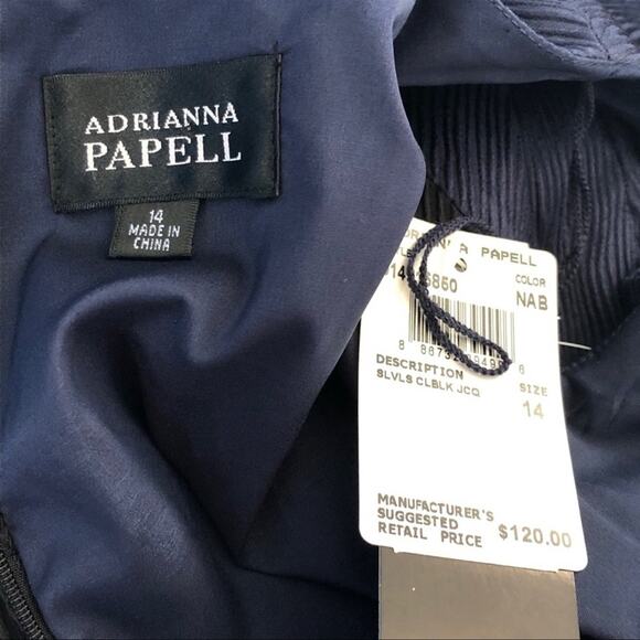 Adrianna Papell Jacquard Colorblock Sleeveless Textured Sheath MIDI Dress NWT - Picture 3 of 16